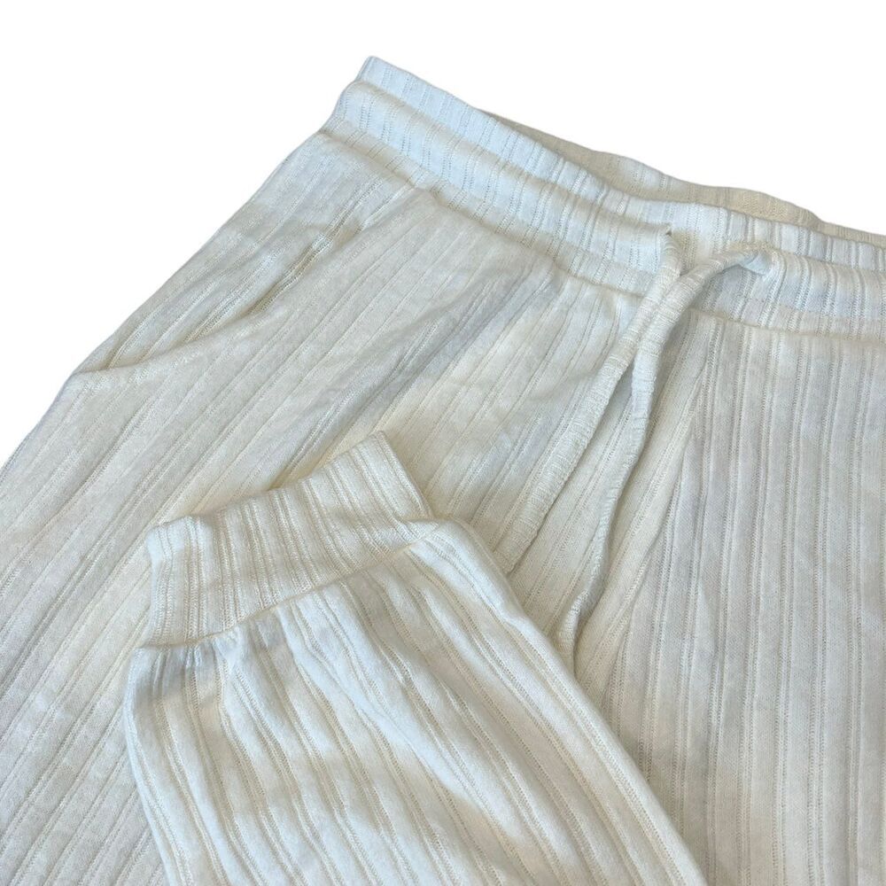 Topshop Ivory Ribbed Knit Jogger Lounge Pants S - Picture 2 of 3